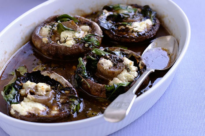 Roasted balsamic mushrooms with fetta