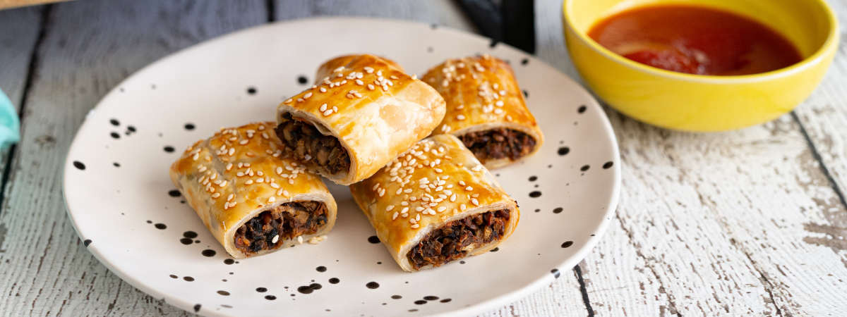 Meat-Free mushroom 'sausage' rolls