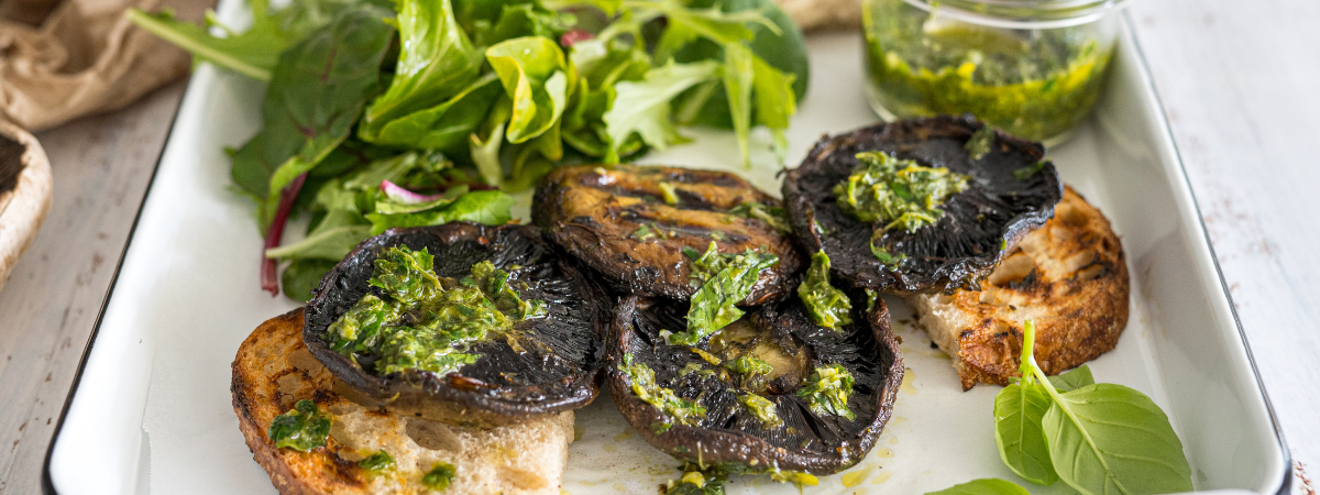 BBQ Mushrooms with Salsa Verde