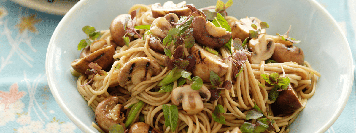 BBQ Swiss Brown Mushroom & Soba Noodle Salad