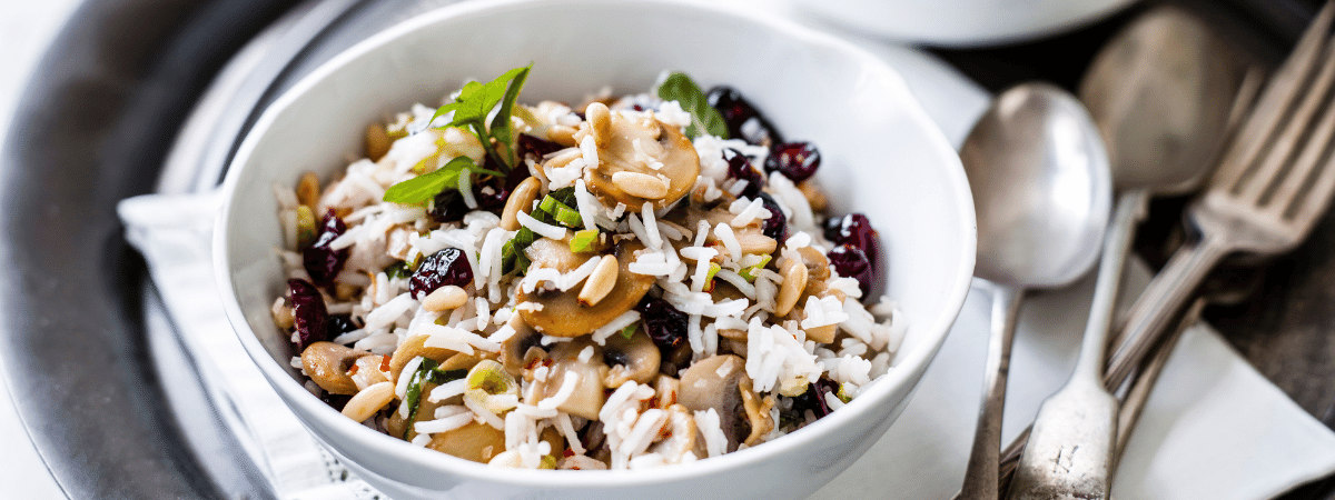 Mushroom, cranberry and pine nut salad