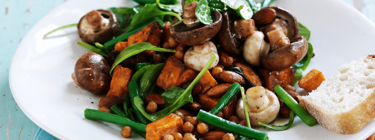 Roasted Mushroom and sweet potato salad